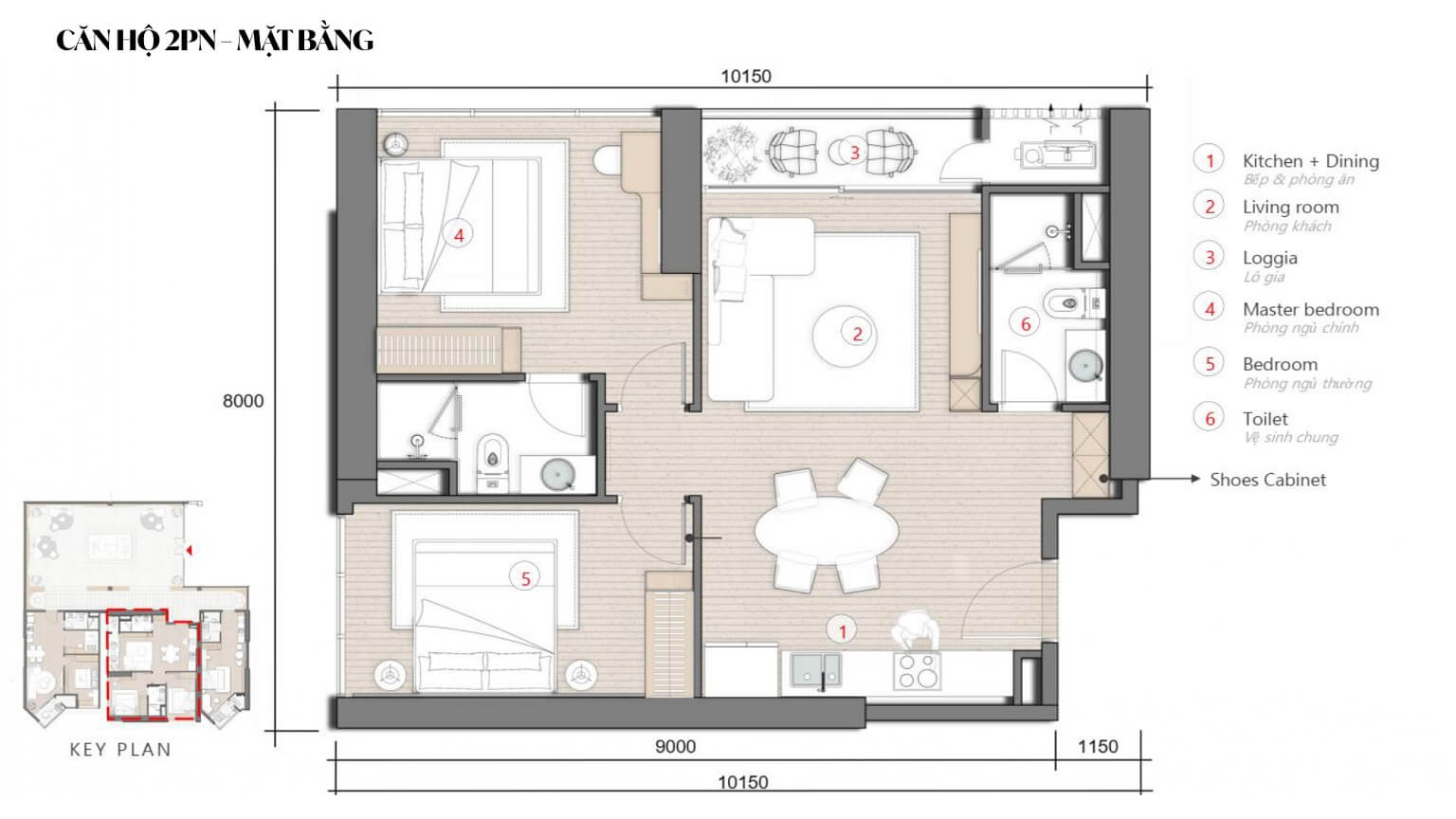 thiết kế căn hộ 2 ngủ sky m hạ long